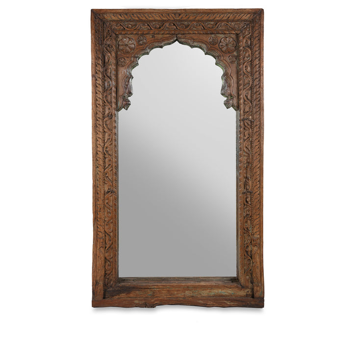 Indian Mirror Made From Teak Reclaimed Gujarat Window Frame - 19thC | Indigo Oriental Antiques