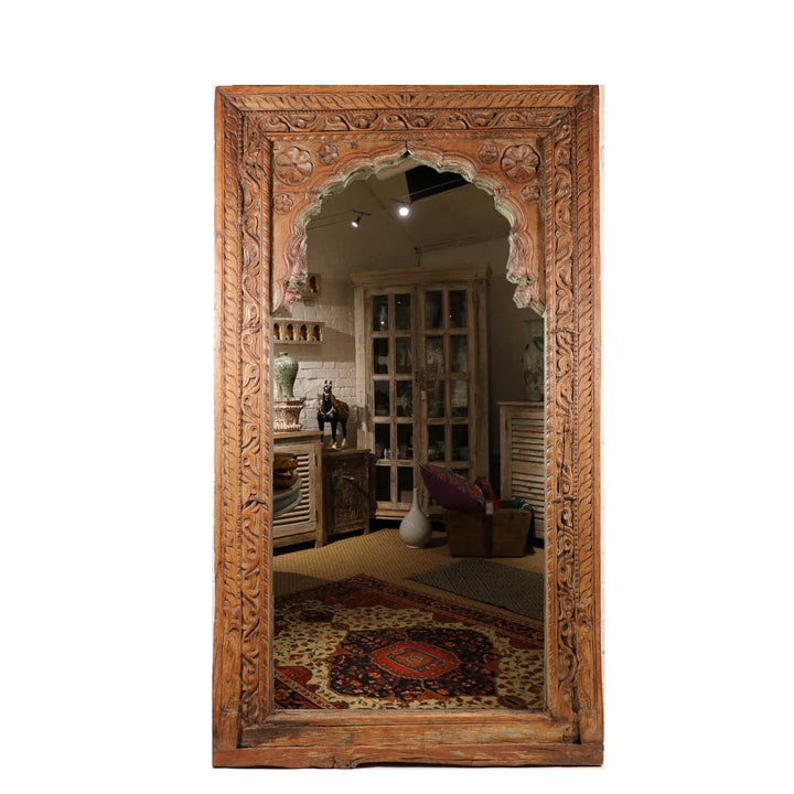 Indian Mirror Made From Teak Gujarati Window - 19thC | Indigo Oriental Antiques