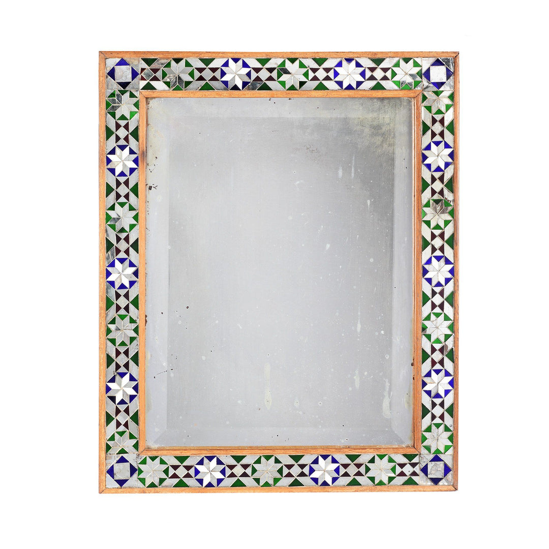 Indian Mosaic Glass Mirror - Ca 1920 | Indigo Antiques