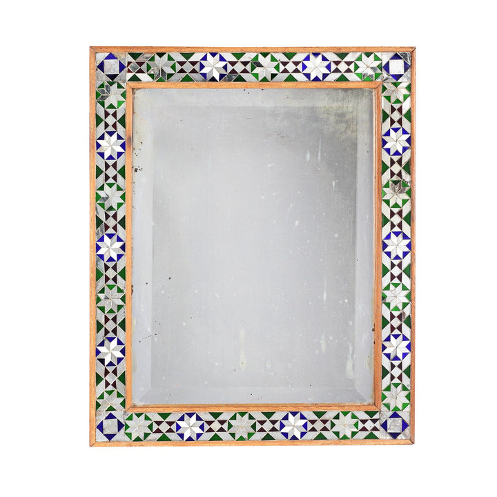 Indian Mosaic Glass Mirror - Ca 1920 | Indigo Antiques