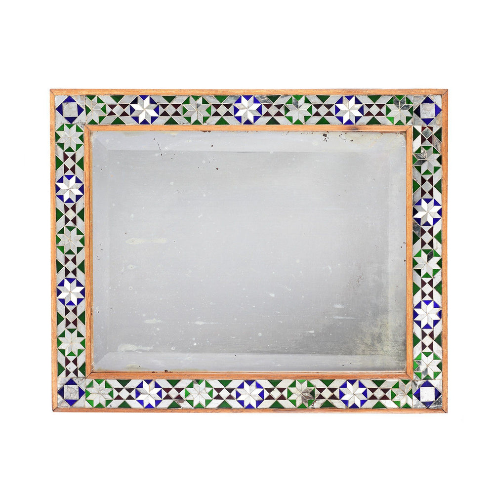 Portrait View Of Indian Mosaic Glass Mirror - Ca 1920 | Indigo Antiques