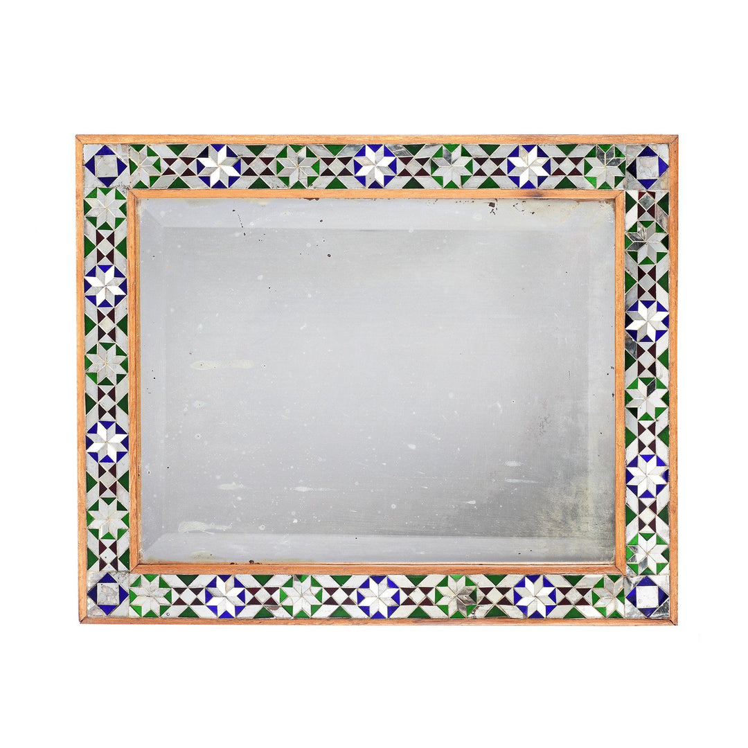 Portrait View Of Indian Mosaic Glass Mirror - Ca 1920 | Indigo Antiques