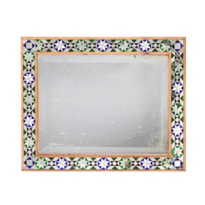 Portrait View Of Indian Mosaic Glass Mirror - Ca 1920 | Indigo Antiques