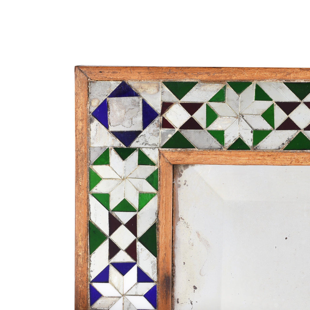 Detail From Indian Mosaic Glass Mirror - Ca 1920 | Indigo Antiques