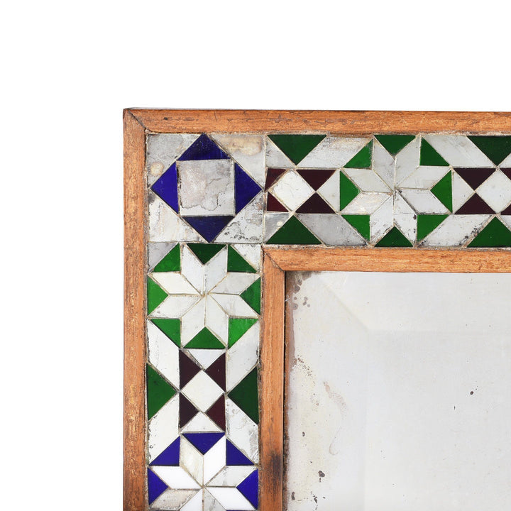 Detail From Indian Mosaic Glass Mirror - Ca 1920 | Indigo Antiques