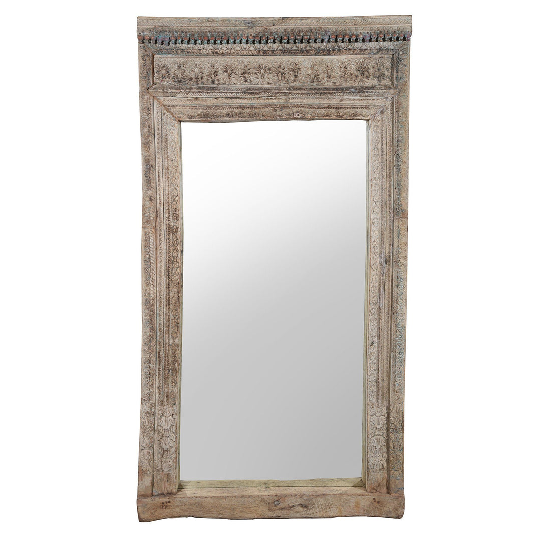 Large Indian Mirror From An Old Teak Doorway | Indigo Antiques