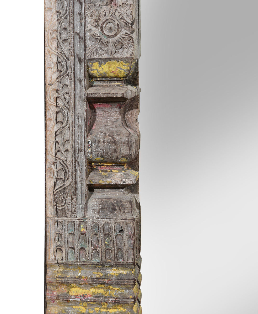 Large Bleached Indian Mirror From An Old Antique Teak Doorway | Indigo Oriental Antiques