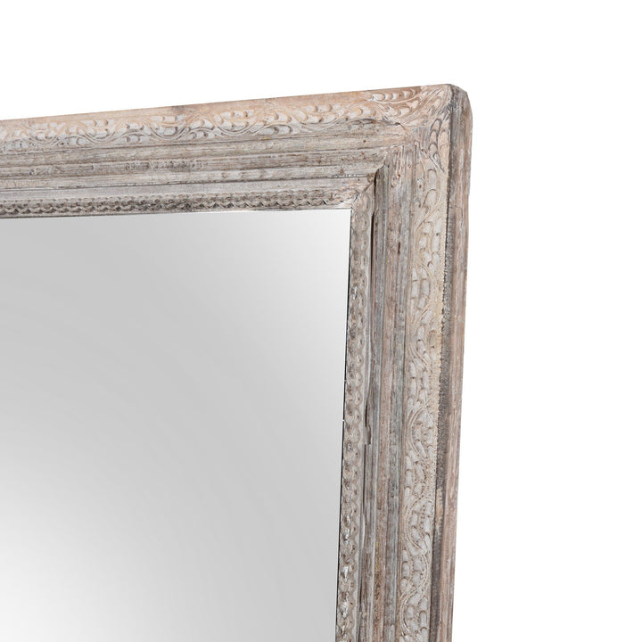 Large Bleached Indian Mirror From An Old Antique Teak Doorway | Indigo Oriental Antiques