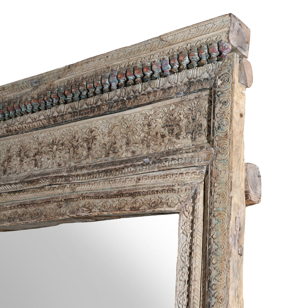 Large Indian Mirror From An Old Teak Doorway | Indigo Antiques