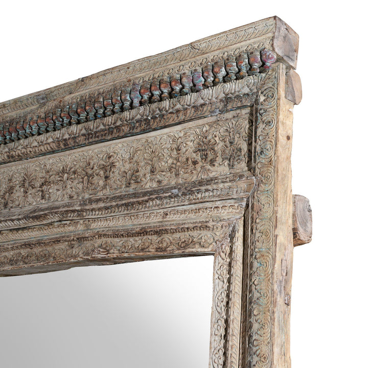 Large Indian Mirror From An Old Teak Doorway | Indigo Antiques