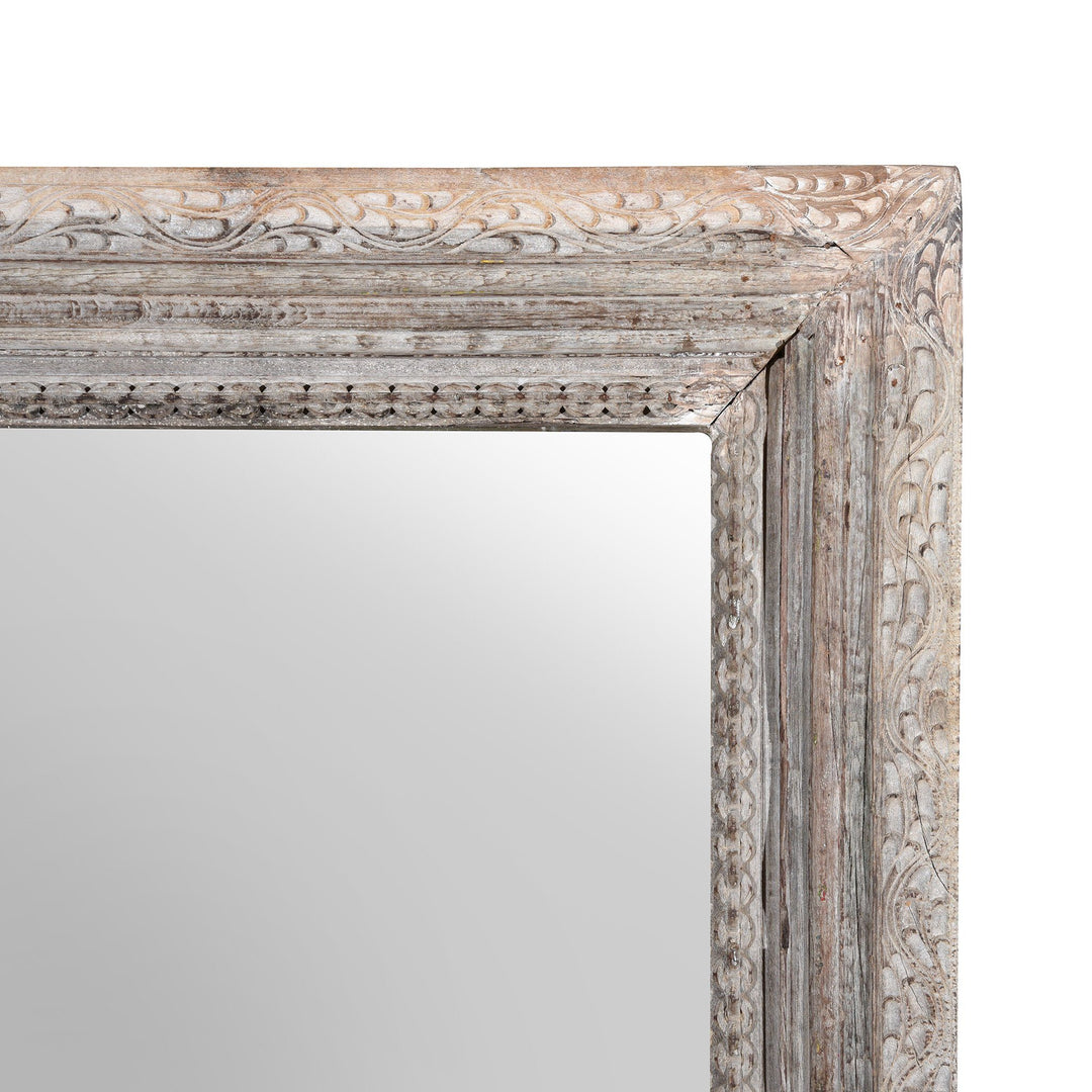 Large Bleached Indian Mirror From An Old Antique Teak Doorway | Indigo Oriental Antiques