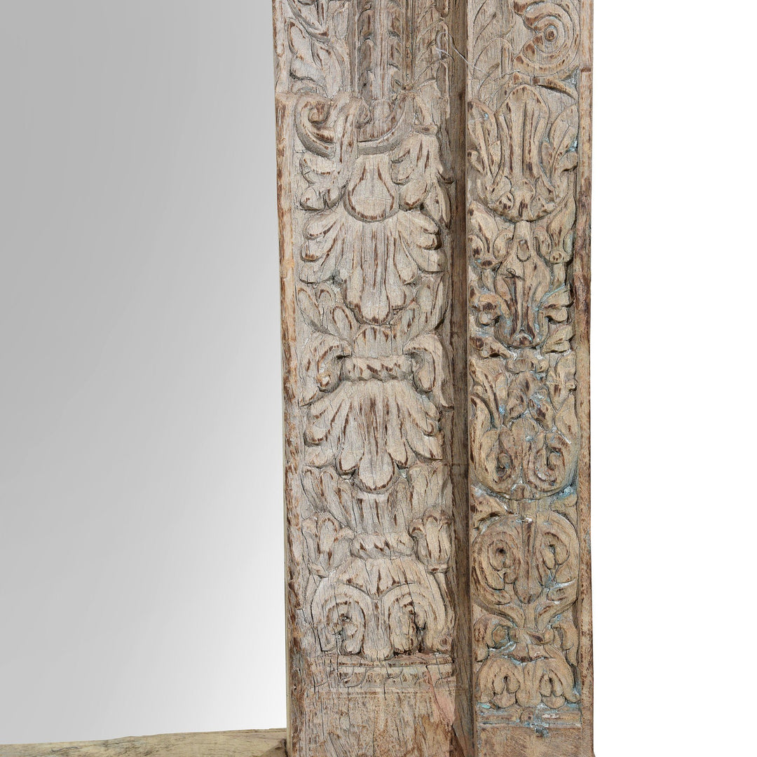 Large Indian Mirror From An Old Teak Doorway | Indigo Antiques