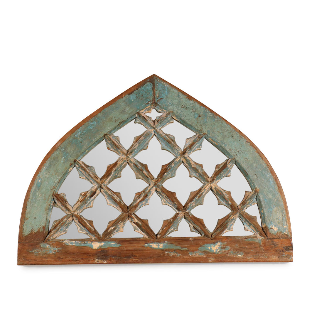 Mirror Made From 19thC Painted Fanlight Window | Indigo Oriental Antiques
