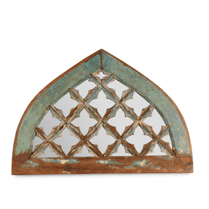 Mirror Made From 19thC Painted Fanlight Window | Indigo Oriental Antiques