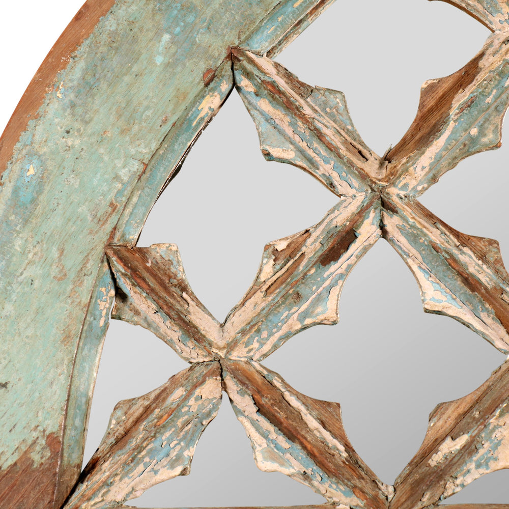 Mirror Made From 19thC Painted Fanlight Window | Indigo Oriental Antiques