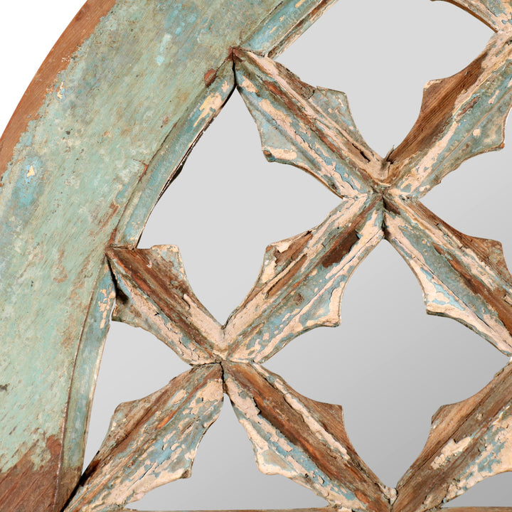 Mirror Made From 19thC Painted Fanlight Window | Indigo Oriental Antiques