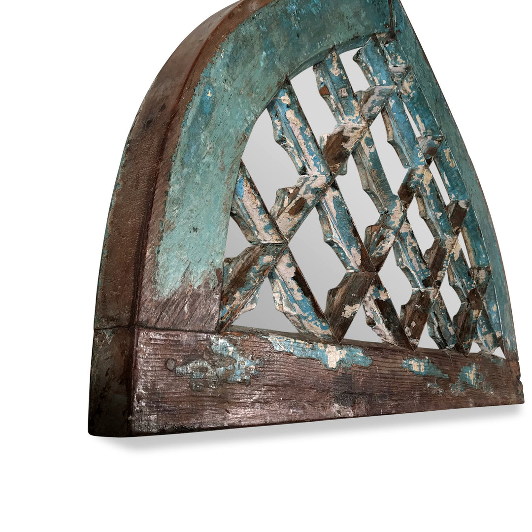 Mirror Made From 19thC Painted Fanlight Window | Indigo Oriental Antiques