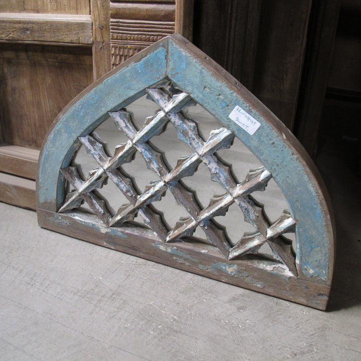 Mirror Made From 19thC Painted Fanlight Window | Indigo Oriental Antiques