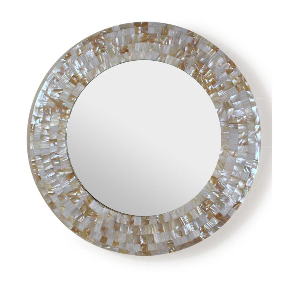 Mother Of Pearl Inlaid Round Mirror - Indigo Antiques