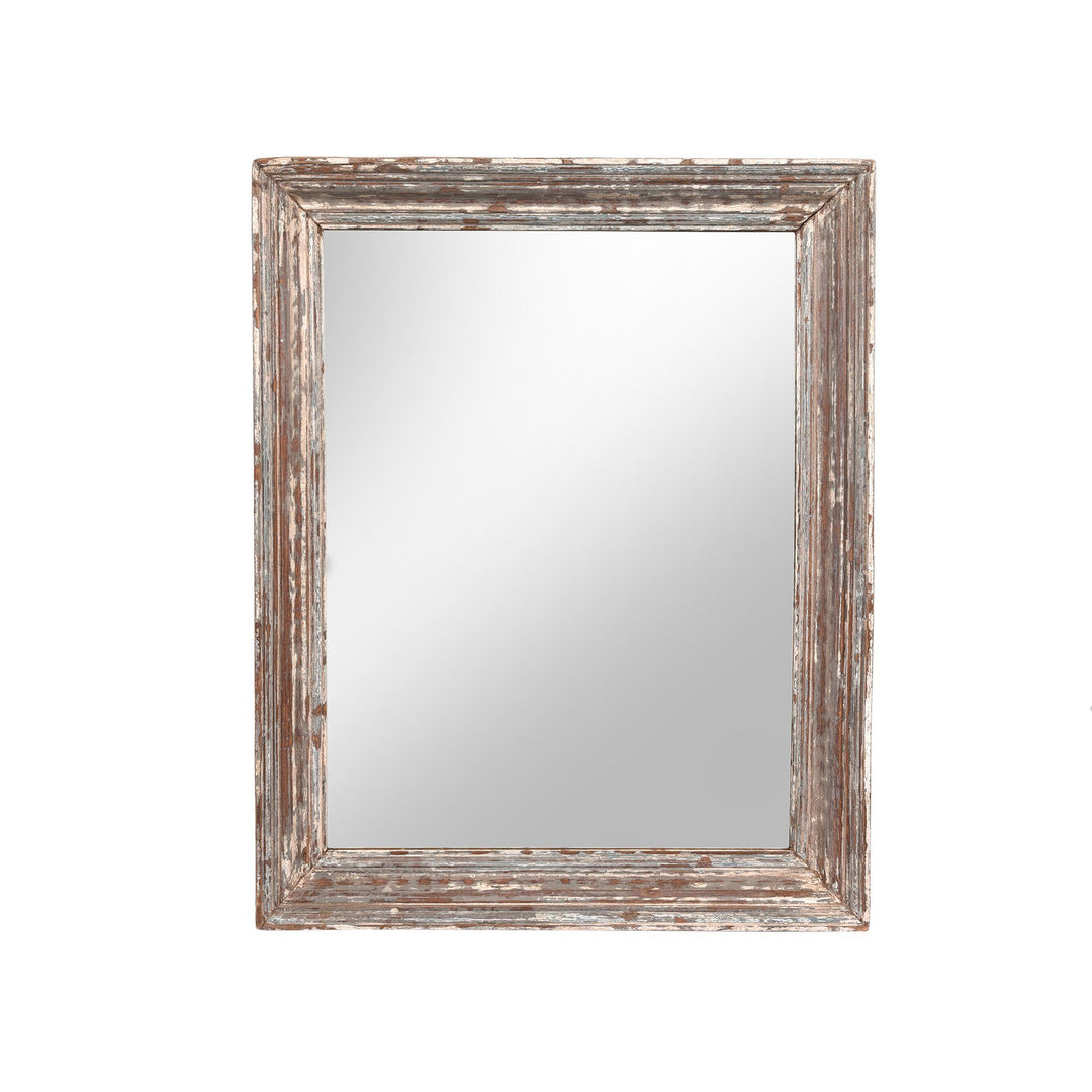 Old Indian Carved Teak Mirror - 19thC Portrait Orientation | Indigo Antiques