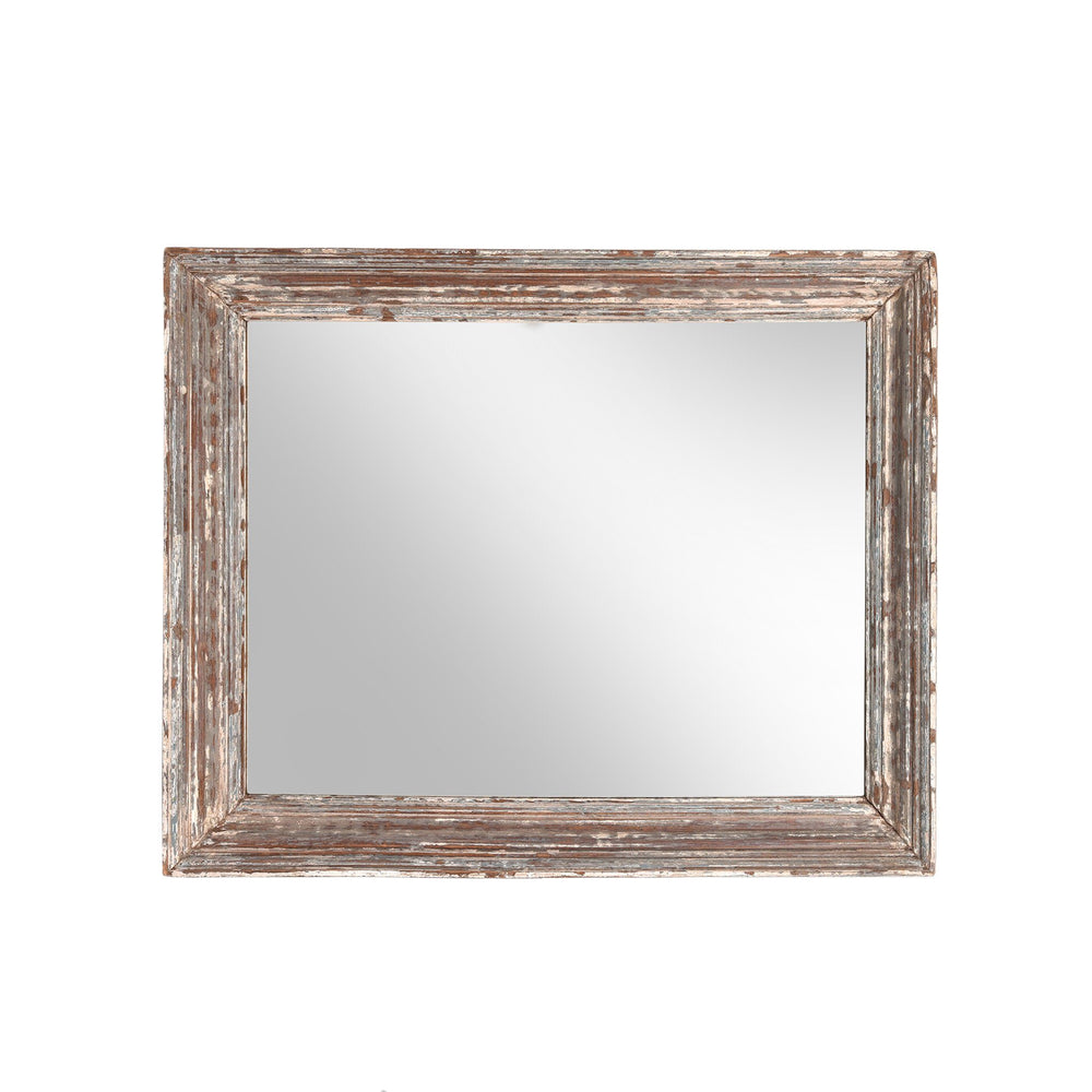 Old Indian Carved Teak Mirror - 19thC Landscape Orientation | Indigo Antiques 