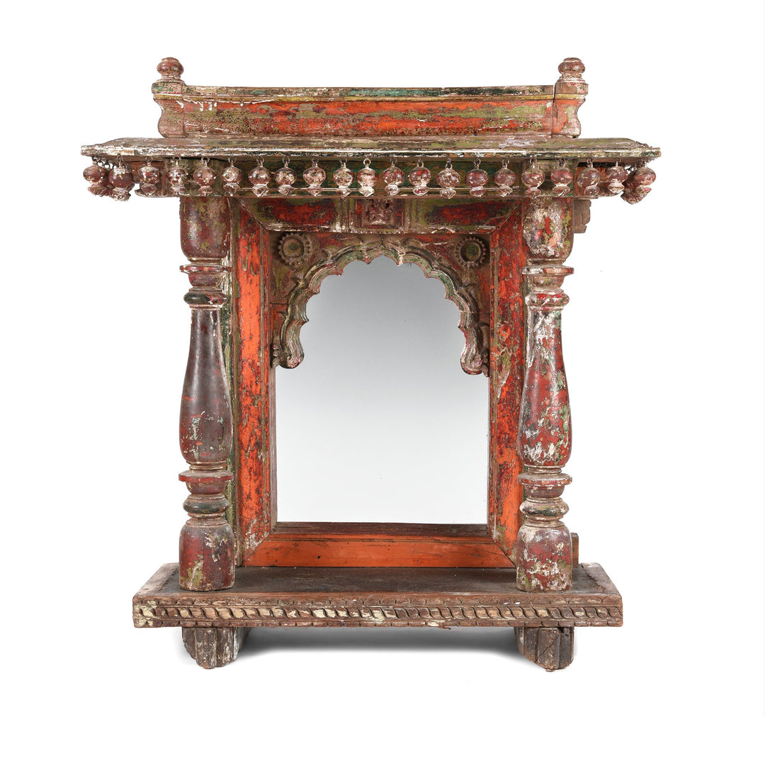 Painted Teak House Shrine - From Gujarat 19thC - 86 x 32 x 94 (wxdxh cms) - A6138