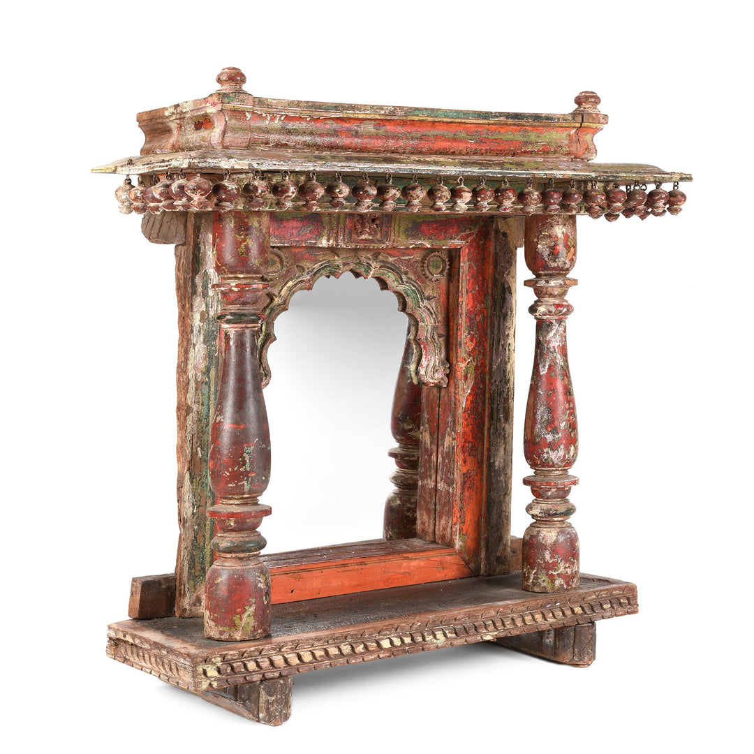 Painted Teak House Shrine - From Gujarat 19thC - 86 x 32 x 94 (wxdxh cms) - A6138