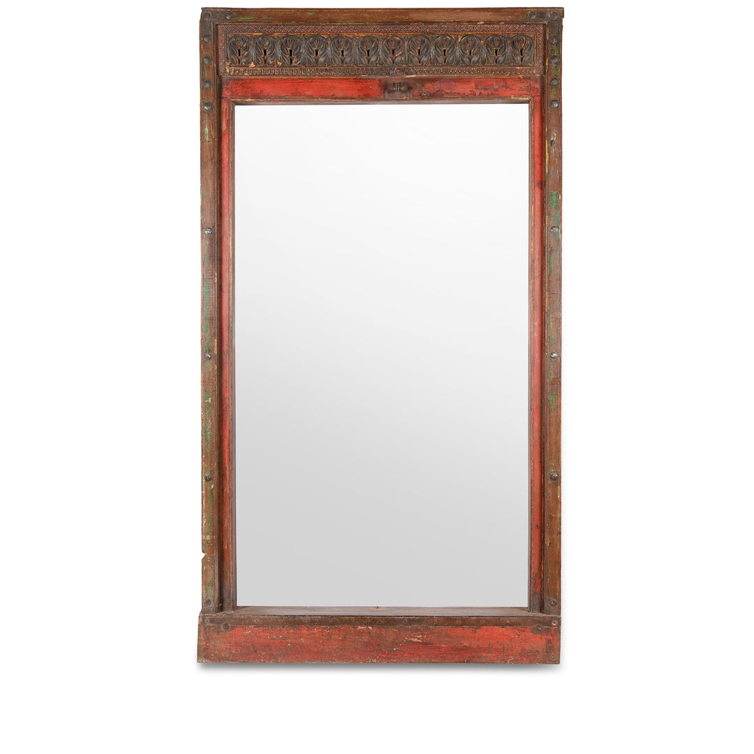 Painted Indian Mirror From Bikaner - 19thC (94 x 175cm)