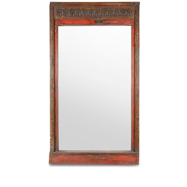 Painted Indian Mirror From Bikaner - 19thC (94 x 175cm) Painted Indian Mirror From Bikaner - 19thC (94 x 175cm)