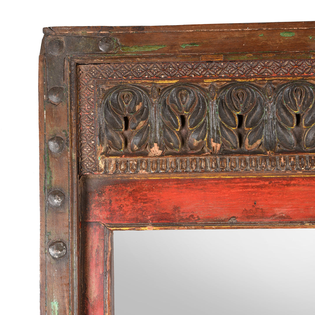 Painted Indian Mirror From Bikaner - 19thC (94 x 175cm)