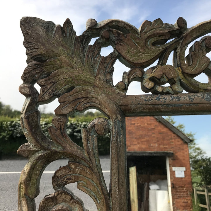 Painted Indian Mirror Made From Mango Wood