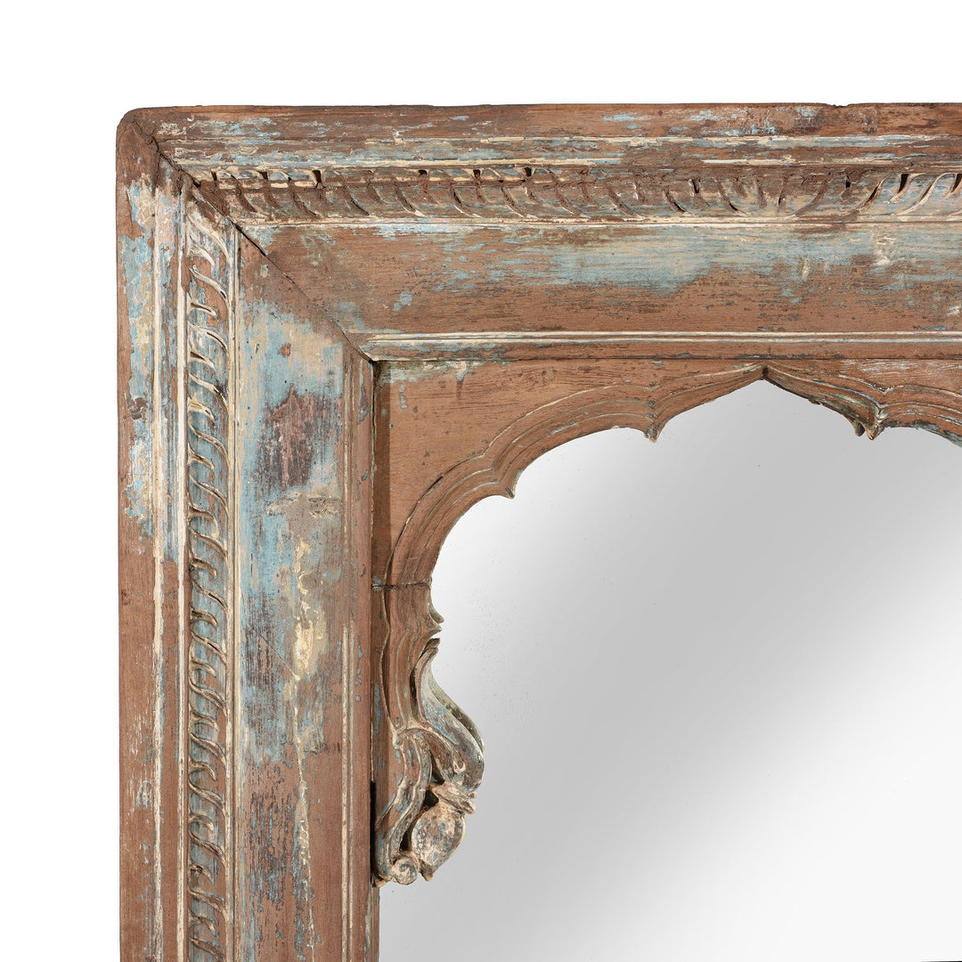 Corner Detail From Painted Mirror Made From A 19thC Indian Window - 19thC | Indigo Antiques