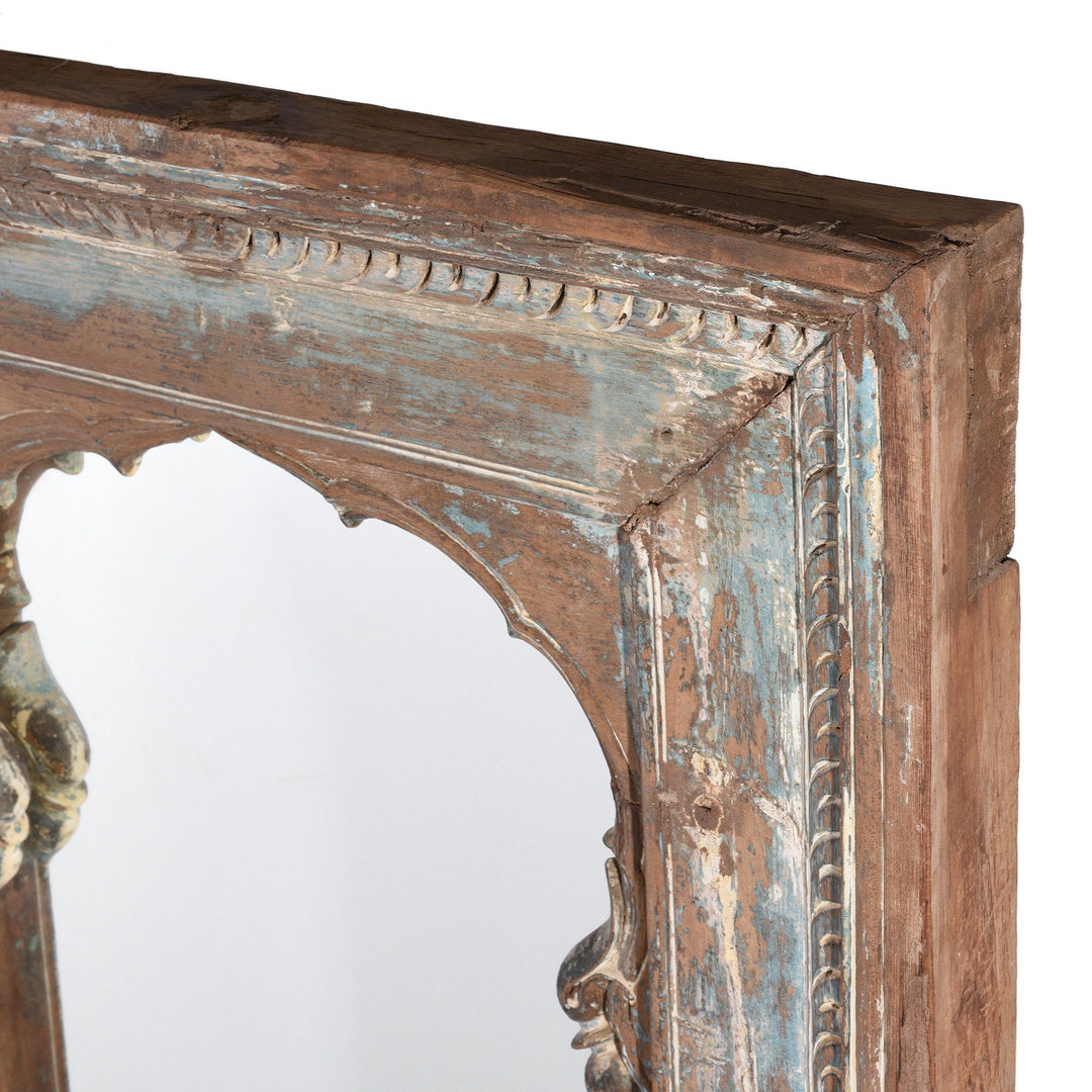 Depth Detail From Painted Mirror Made From A 19thC Indian Window - 19thC | Indigo Antiques