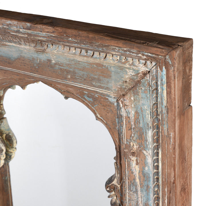 Depth Detail From Painted Mirror Made From A 19thC Indian Window - 19thC | Indigo Antiques