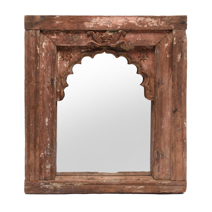 Painted Mirror Made From Window Niche From Banswara - 19thC | Indigo Antiques