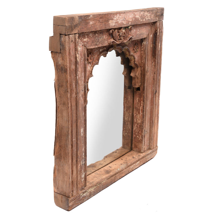 Painted Mirror Made From Window Niche From Banswara - 19thC | Indigo Antiques