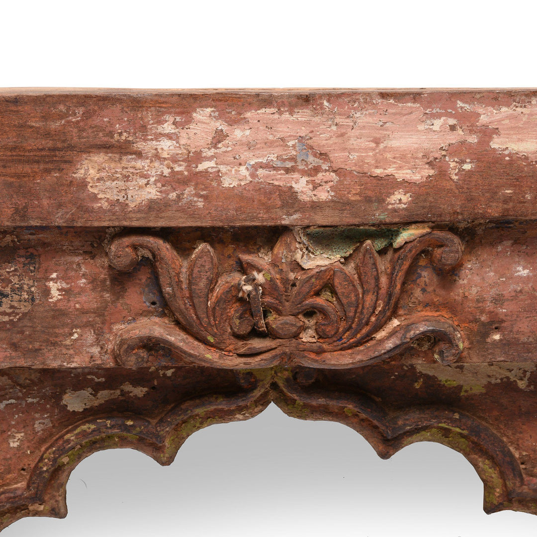 Painted Mirror Made From Window Niche From Banswara - 19thC | Indigo Antiques