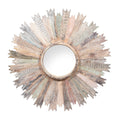 Round Sun Mirror - Reclaimed Painted Teak From Rajasthan