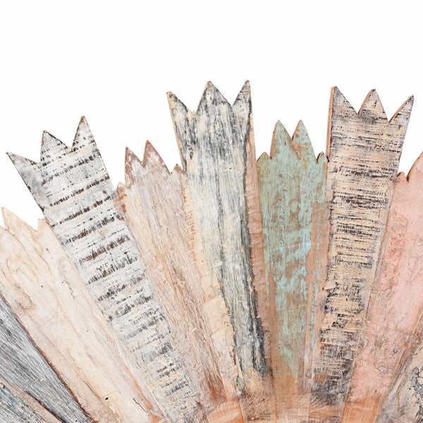 Round Sun Mirror - Reclaimed Painted Teak From Rajasthan