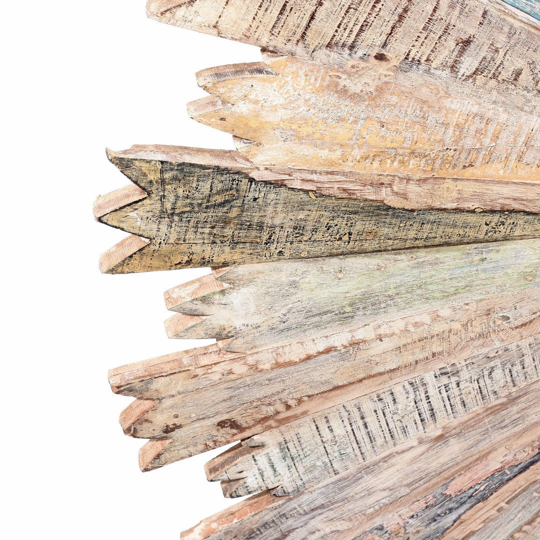 Detail From Round Sun Mirror - Reclaimed Painted Teak From Rajasthan | Indigo Antiques