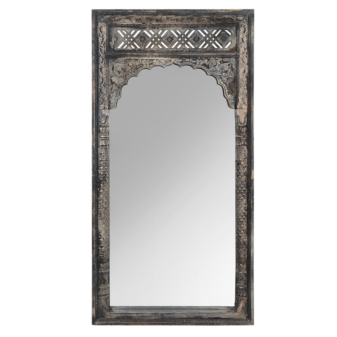 Reproduction Indian Mango Wood Window Mirror From Madhya Pradesh | Indigo Antiques