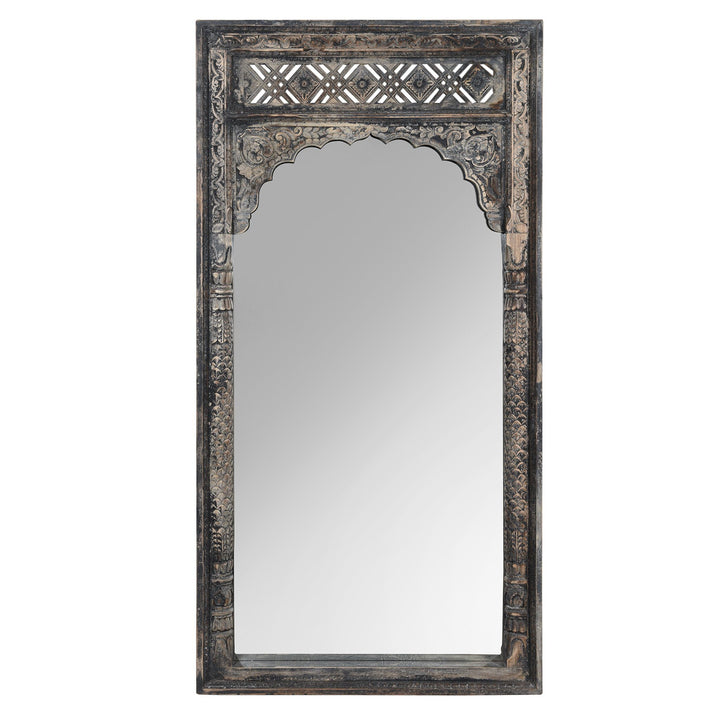 Reproduction Indian Mango Wood Window Mirror From Madhya Pradesh | Indigo Antiques