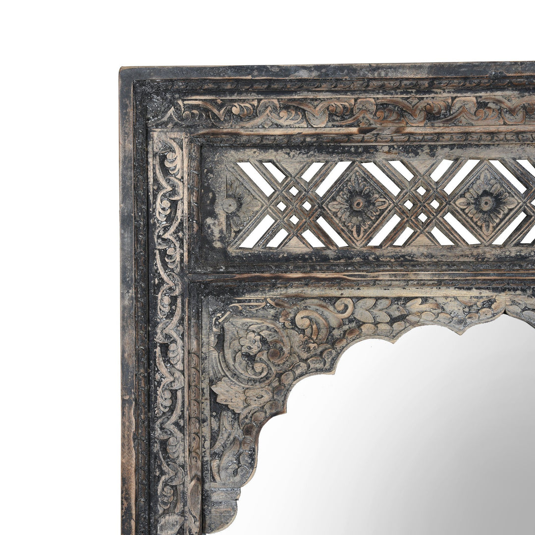 Reproduction Indian Mango Wood Window Mirror From Madhya Pradesh | Indigo Antiques