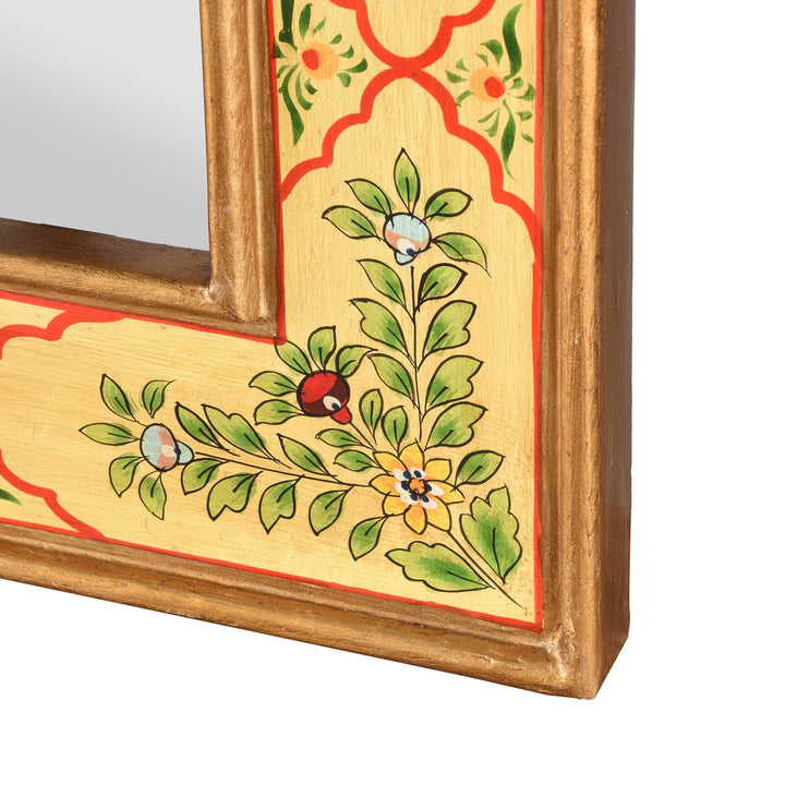 Yellow Hand Painted Indian Mirror