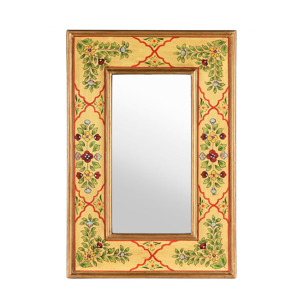 Yellow Hand Painted Indian Mirror