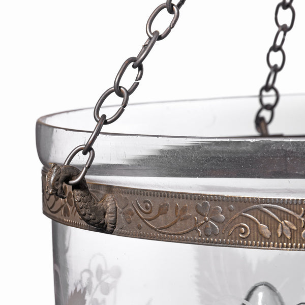 Engraved Glass Hundi Lamp With 3 Way Fitting - Grapes