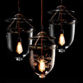 Engraved Glass Hundi Lamp With 3 Way Fitting - Grapes