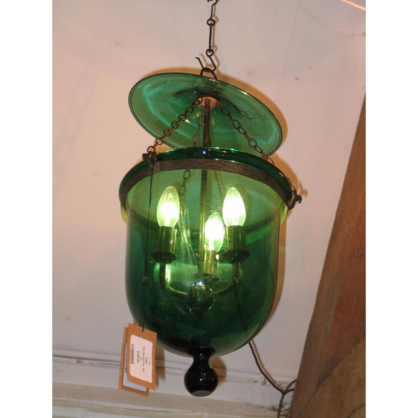 Green Glass Hundi Lamp - 19thC