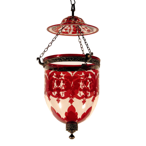 Rare Cranberry Glass Hundi Lamp From an Indian Palace - 19thC Rare Cranberry Glass Hundi Lamp From an Indian Palace - 19thC