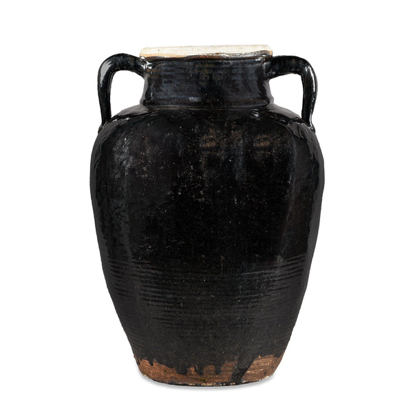 Black Glazed Wine Jar From Shanxi - 19thC